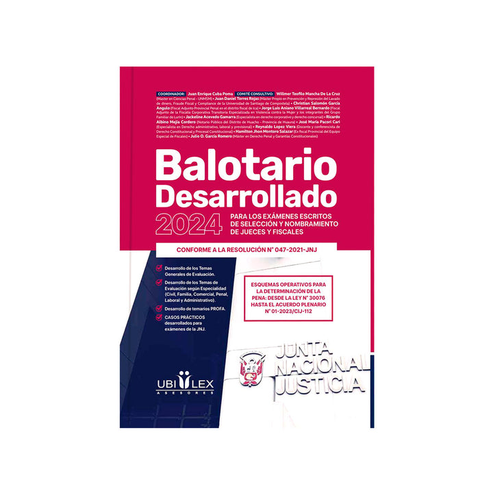 Balotario Desarrollado 2024 para los Exámenes Escritos de Selección y Nombramiento de Jueces y Fiscales