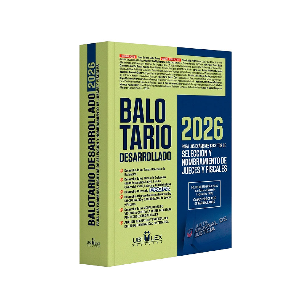 Balotario Desarrollado 2026 para los Exámenes Escritos de Selección y Nombramiento de Jueces y Fiscales