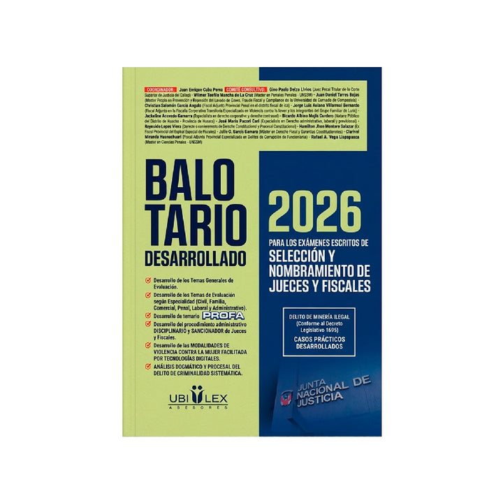 Balotario Desarrollado 2026 para los Exámenes Escritos de Selección y Nombramiento de Jueces y Fiscales