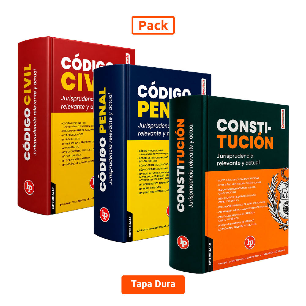 Pack Trío LP 2026: Código Civil + Código Penal + Constitución Política del Perú